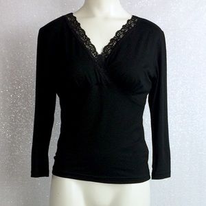 CAbi NWT 3/4 Sleeve Stretchy Blouse Lace sz S
